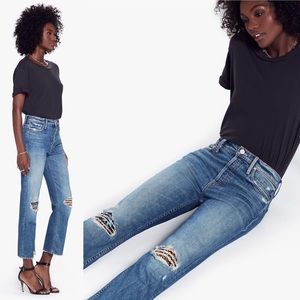 Mother Superior The Tomcat Jeans Pray for Hidden Gems Denim Straight Distressed